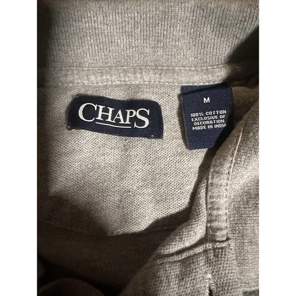 Chaps Ralph Lauren Natural Stretch Men Grey Crest Polo Shirt Size Medium - Picture 3 of 5